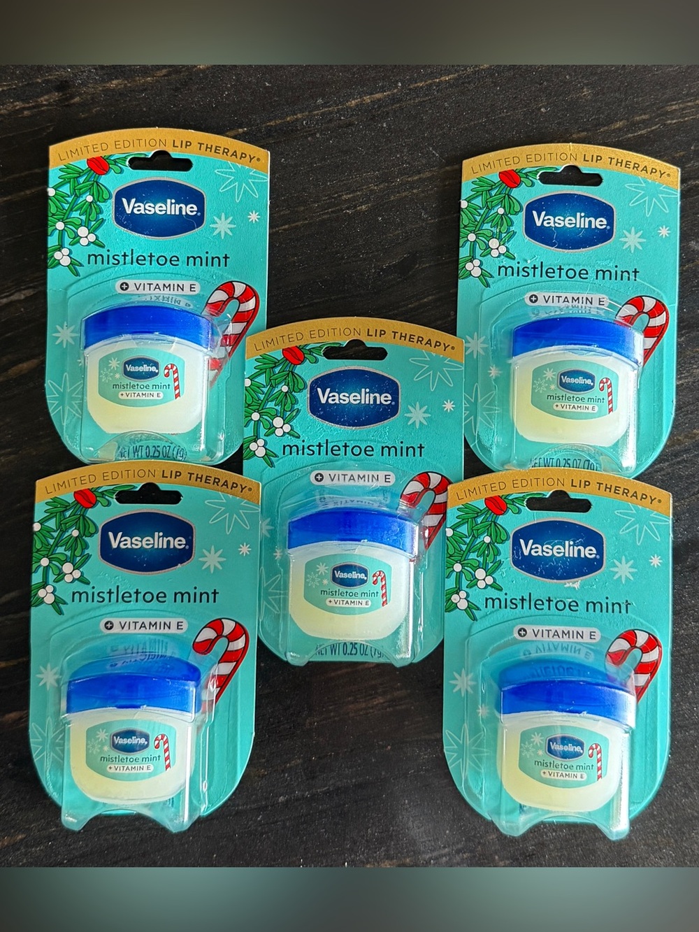 Vaseline Mistletoe Mint Lip Therapy (Limited Edition) - Bundle of 5! NEW!
